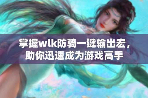 掌握wlk防骑一键输出宏，助你迅速成为游戏高手