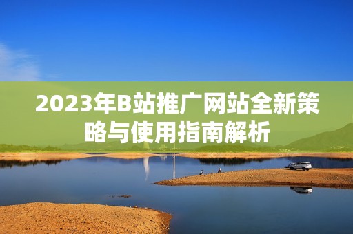 2023年B站推广网站全新策略与使用指南解析