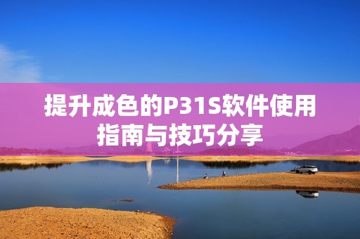 提升成色的P31S软件使用指南与技巧分享