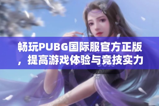 畅玩PUBG国际服官方正版，提高游戏体验与竞技实力