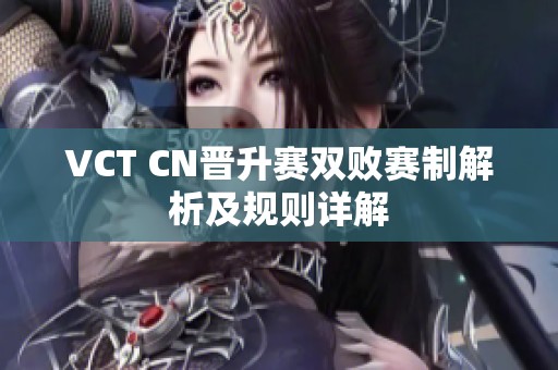 VCT CN晋升赛双败赛制解析及规则详解