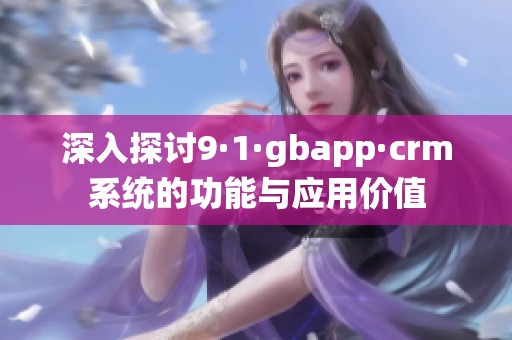 深入探讨9·1·gbapp·crm系统的功能与应用价值