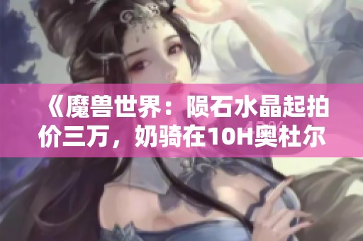 《魔兽世界：陨石水晶起拍价三万，奶骑在10H奥杜尔成冤大头》