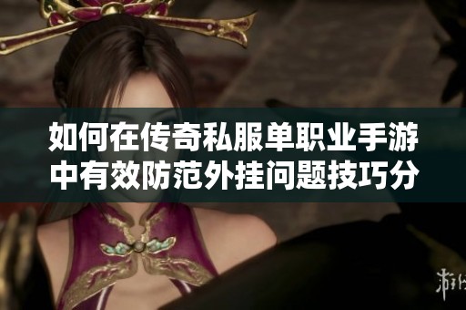 如何在传奇私服单职业手游中有效防范外挂问题技巧分享