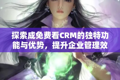 探索成免费看CRM的独特功能与优势，提升企业管理效率