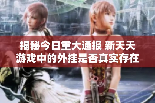揭秘今日重大通报 新天天游戏中的外挂是否真实存在详解