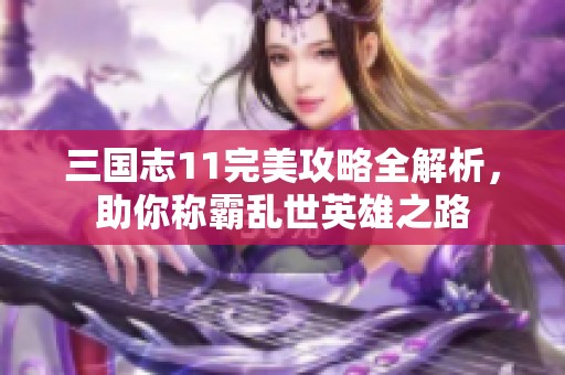 三国志11完美攻略全解析，助你称霸乱世英雄之路