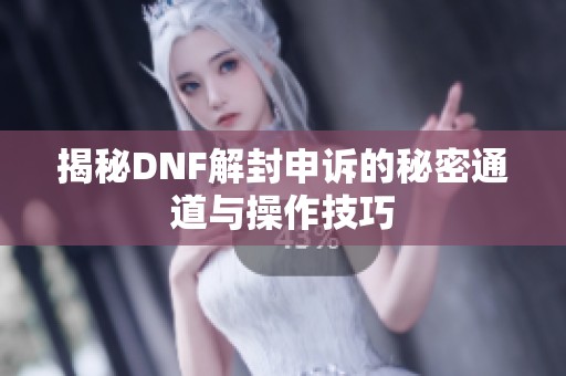 揭秘DNF解封申诉的秘密通道与操作技巧