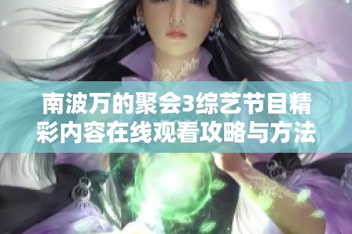 南波万的聚会3综艺节目精彩内容在线观看攻略与方法解析